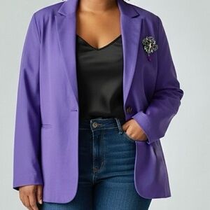 Vintage 1980s Purple Blazer with Earth Goddess Pin
